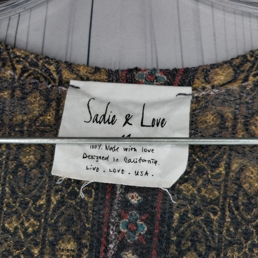 Sadie & Love Floral Open Front Short Sleeve Flowy Festival Kimono Boho Cardigan - Picture 4 of 11
